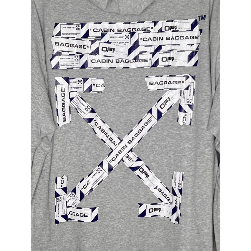 Off White 2013 Airport Tape Double Layered Tee Sweatshirt Melange Gray White L - Picture 9 of 15